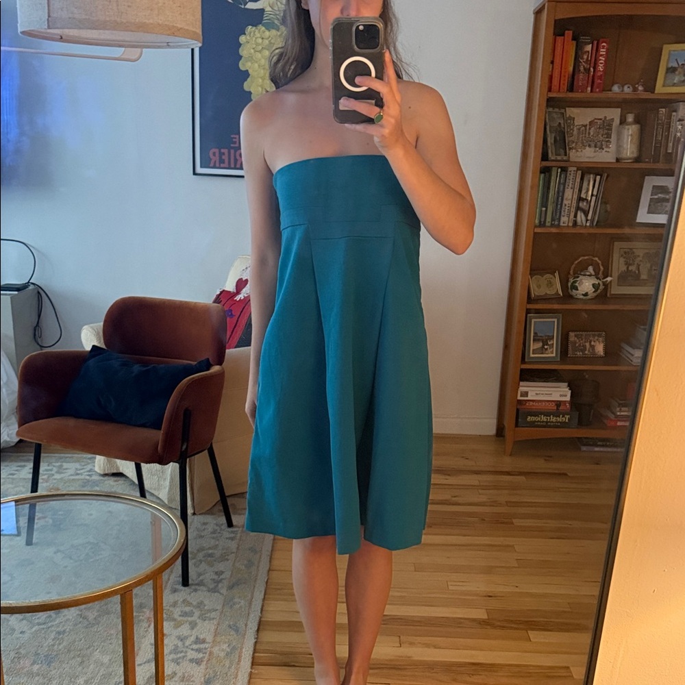 Diane Von Furstenberg Teal Strapless Dress